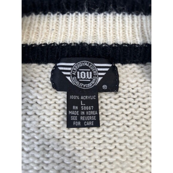 Vintage 90s I.O.U. Cardigan Mens L Exclusive Member Sweater Legend IOU Spellout - Picture 5 of 12